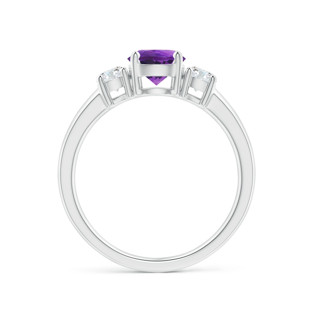 6mm AAAA Classic Amethyst and Diamond Three Stone Engagement Ring in White Gold Side-1