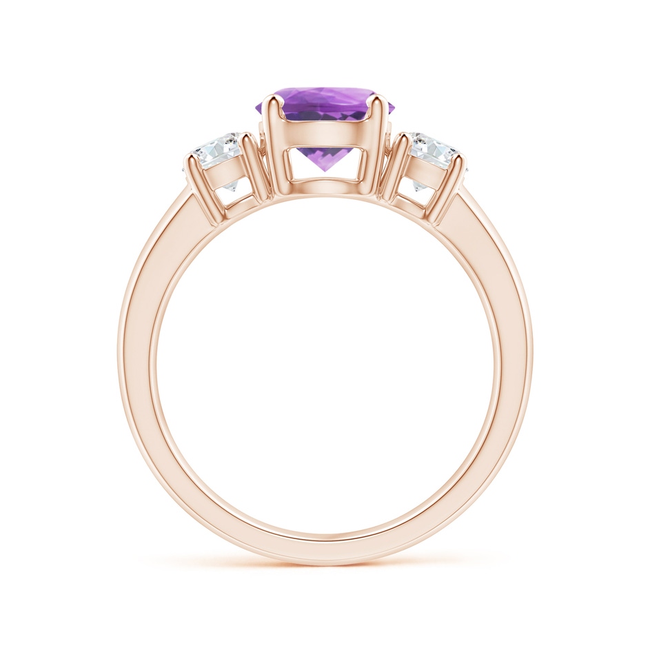 7mm A Classic Amethyst and Diamond Three Stone Engagement Ring in Rose Gold side-1