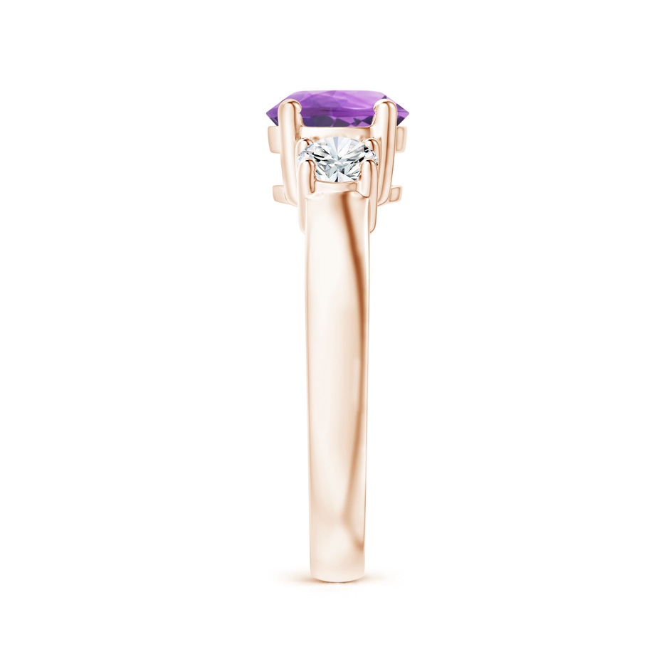 7mm A Classic Amethyst and Diamond Three Stone Engagement Ring in Rose Gold side-2