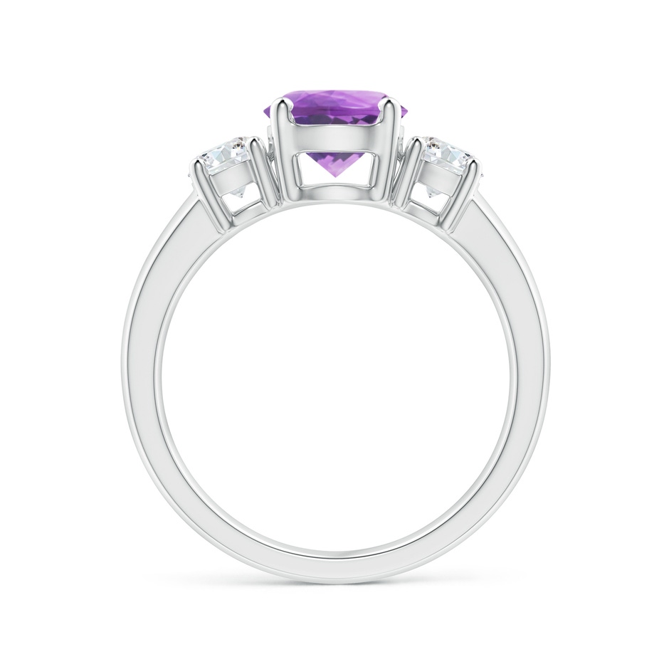 7mm A Classic Amethyst and Diamond Three Stone Engagement Ring in White Gold side-1