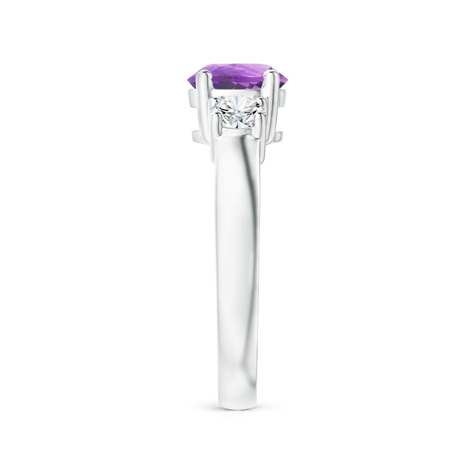 7mm A Classic Amethyst and Diamond Three Stone Engagement Ring in White Gold side-2