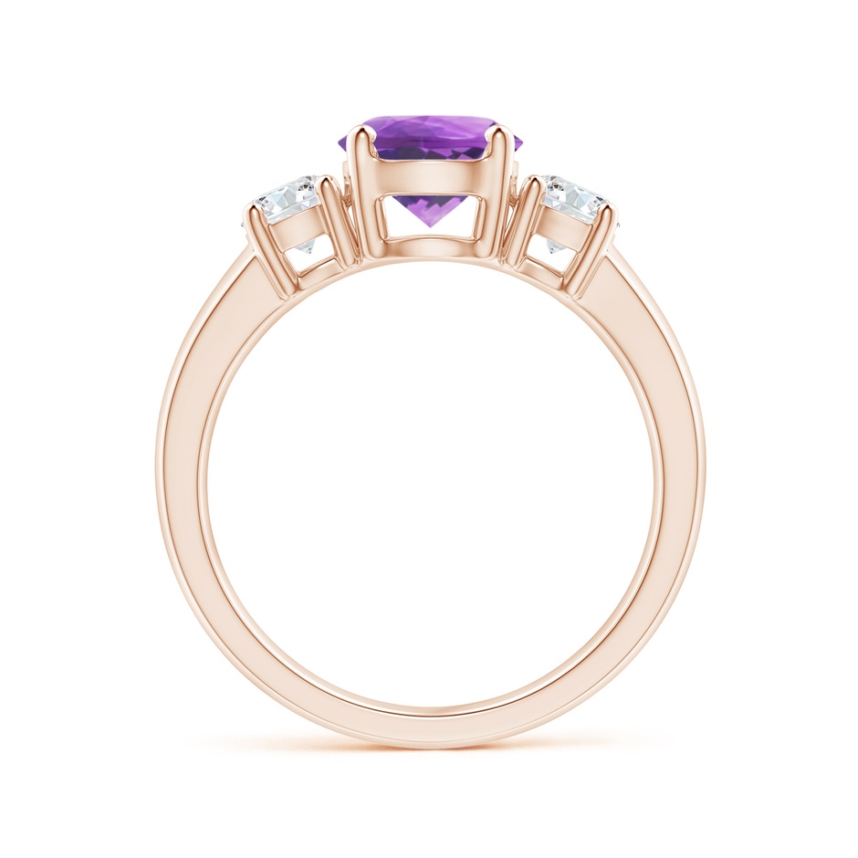 7mm AA Classic Amethyst and Diamond Three Stone Engagement Ring in Rose Gold side-1