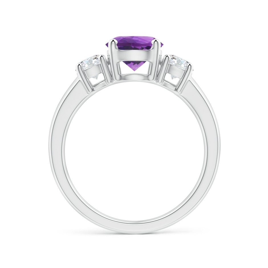 7mm AAA Classic Amethyst and Diamond Three Stone Engagement Ring in White Gold side-1