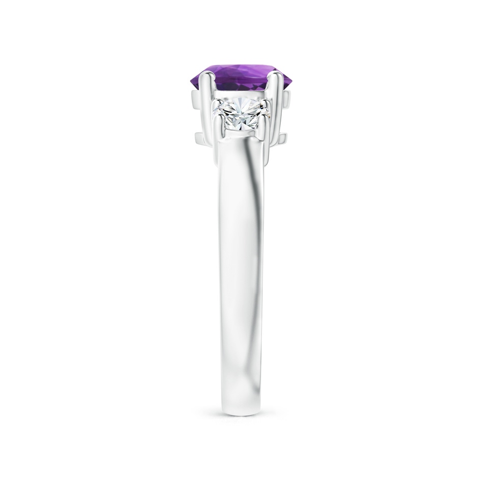 7mm AAA Classic Amethyst and Diamond Three Stone Engagement Ring in White Gold side-2
