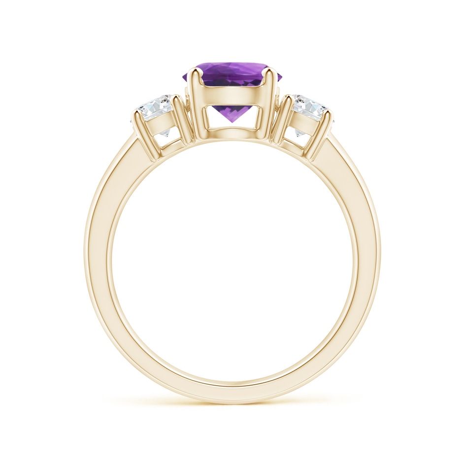 7mm AAA Classic Amethyst and Diamond Three Stone Engagement Ring in Yellow Gold side-1