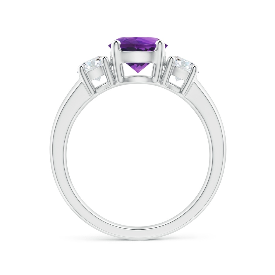 7mm AAAA Classic Amethyst and Diamond Three Stone Engagement Ring in P950 Platinum side-1