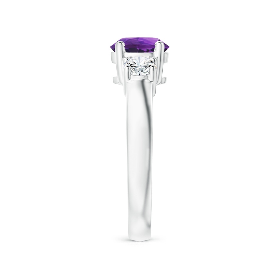 7mm AAAA Classic Amethyst and Diamond Three Stone Engagement Ring in P950 Platinum side-2