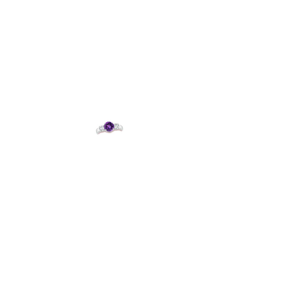 7mm AAAA Classic Amethyst and Diamond Three Stone Engagement Ring in P950 Platinum body-hand