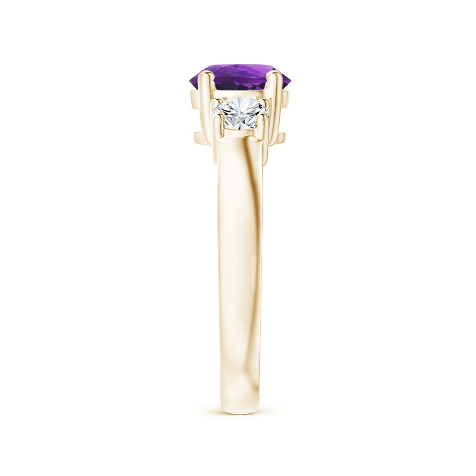 7mm AAAA Classic Amethyst and Diamond Three Stone Engagement Ring in Yellow Gold side-2