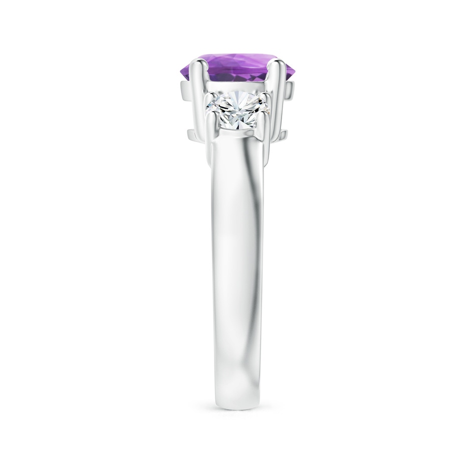 8mm A Classic Amethyst and Diamond Three Stone Engagement Ring in White Gold side-2