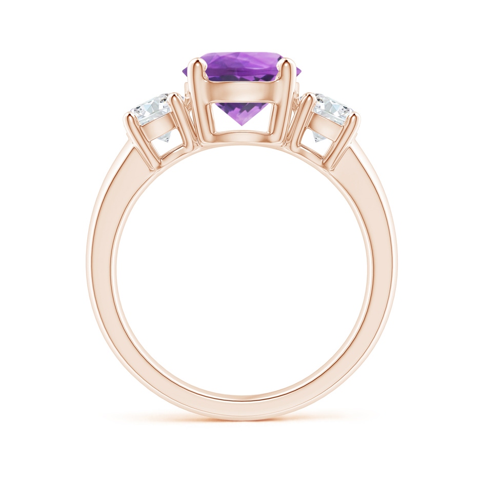 8mm AA Classic Amethyst and Diamond Three Stone Engagement Ring in Rose Gold side-1