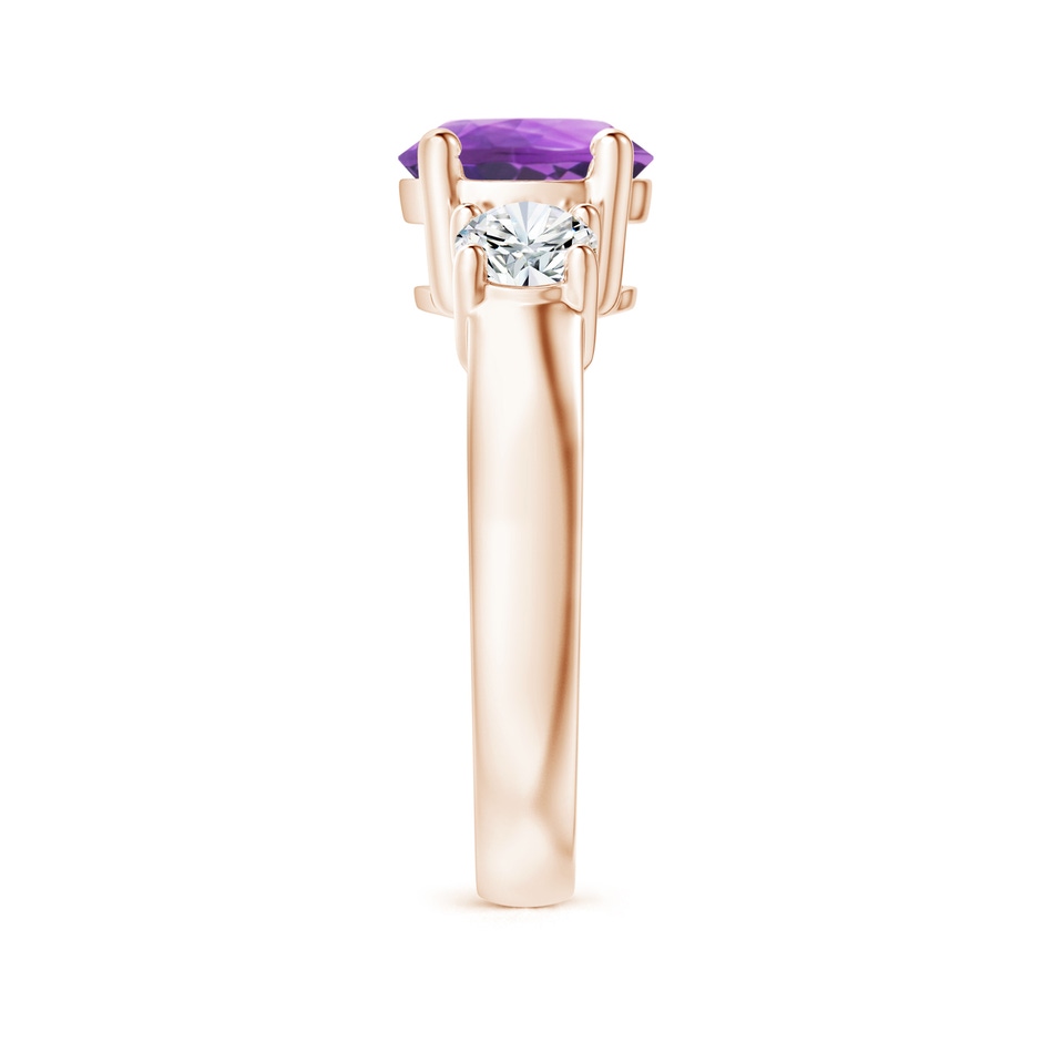 8mm AA Classic Amethyst and Diamond Three Stone Engagement Ring in Rose Gold side-2
