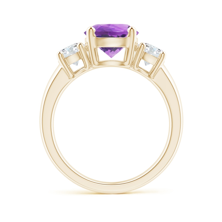 8mm AA Classic Amethyst and Diamond Three Stone Engagement Ring in Yellow Gold side-1