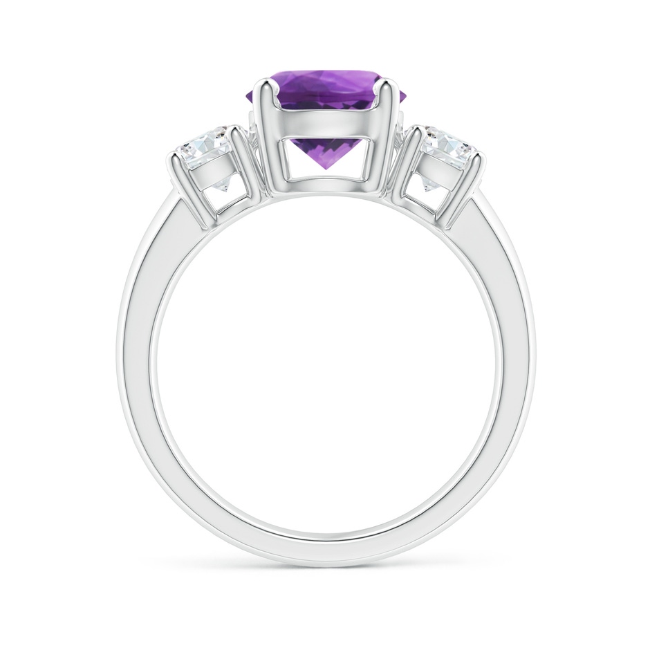 8mm AAA Classic Amethyst and Diamond Three Stone Engagement Ring in P950 Platinum side-1