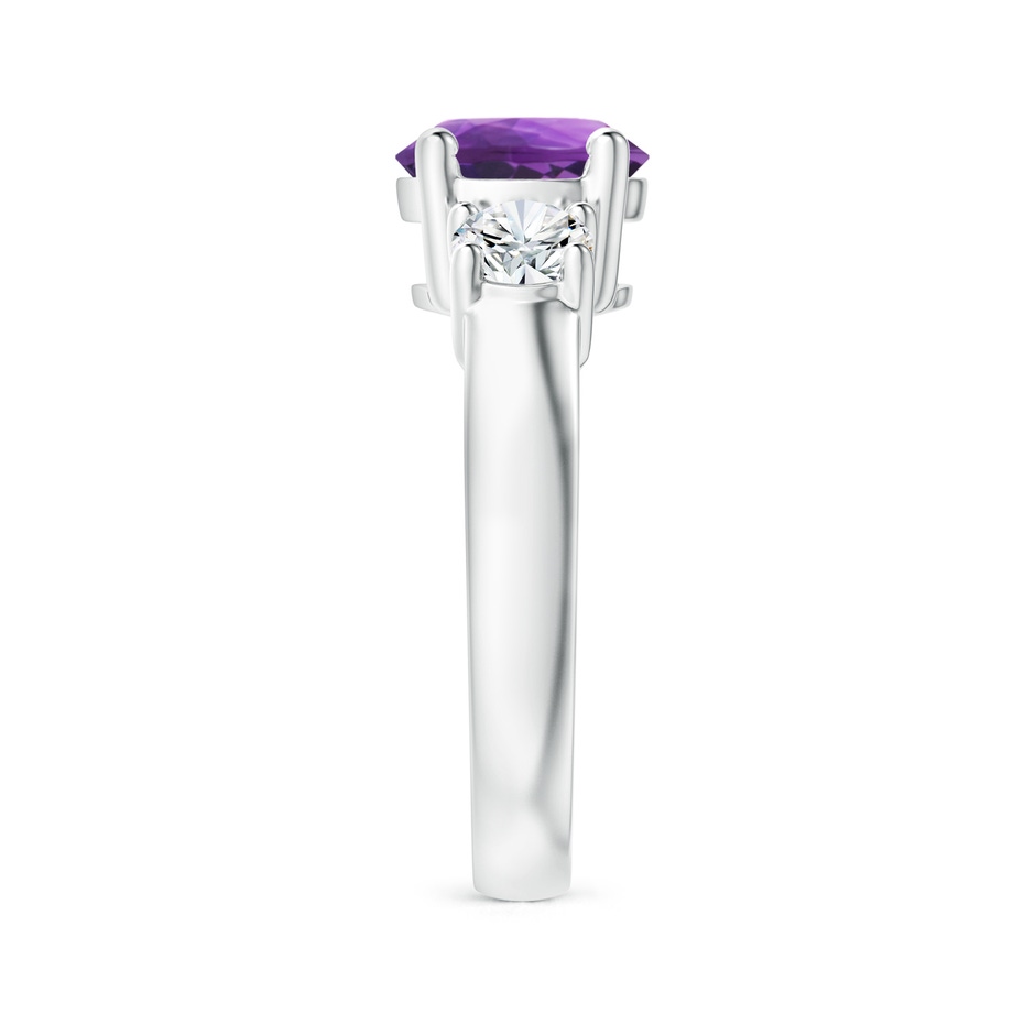 8mm AAA Classic Amethyst and Diamond Three Stone Engagement Ring in P950 Platinum side-2