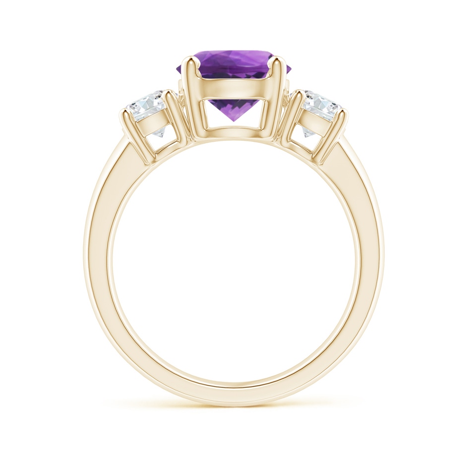 8mm AAA Classic Amethyst and Diamond Three Stone Engagement Ring in Yellow Gold side-1