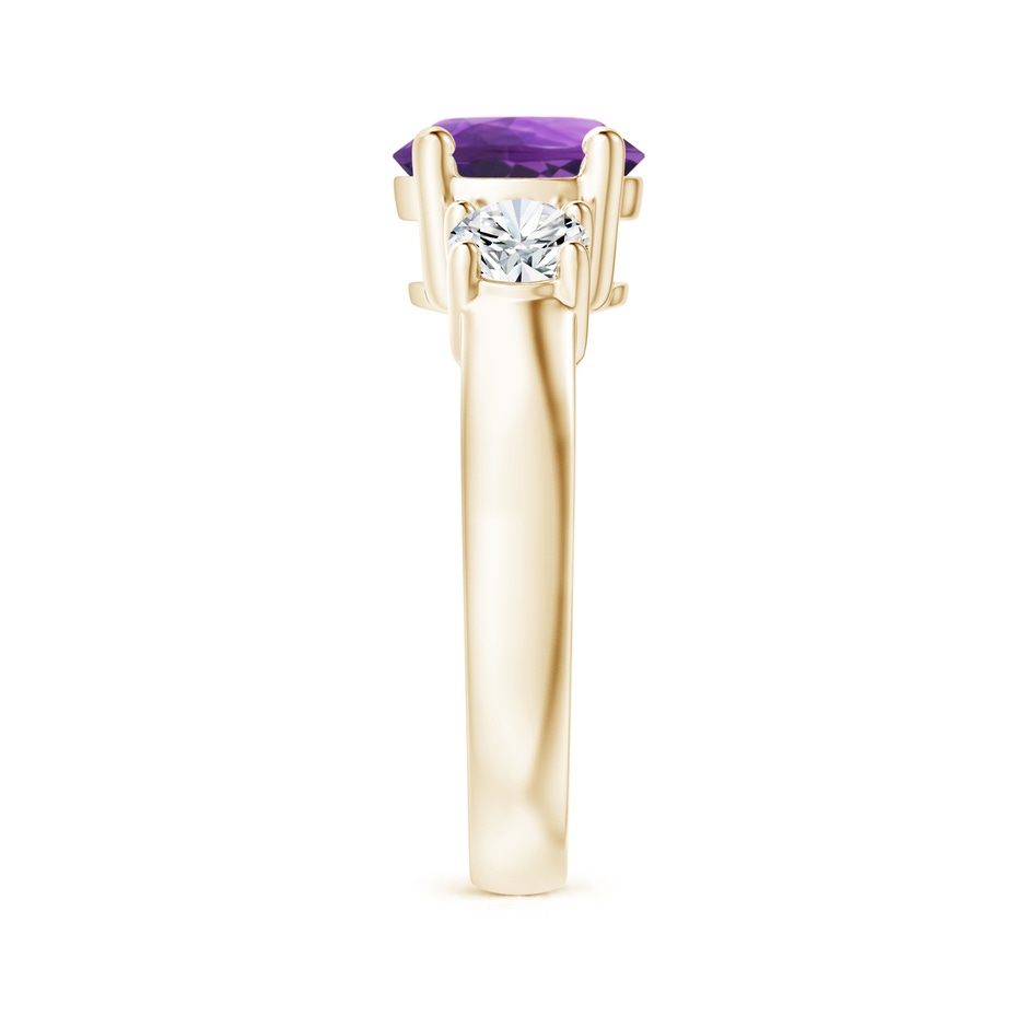 8mm AAA Classic Amethyst and Diamond Three Stone Engagement Ring in Yellow Gold side-2