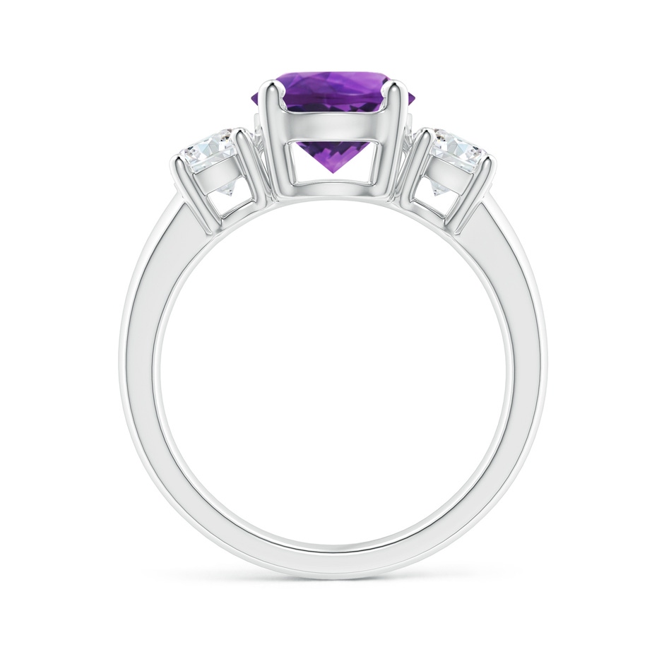 8mm AAAA Classic Amethyst and Diamond Three Stone Engagement Ring in P950 Platinum side-1