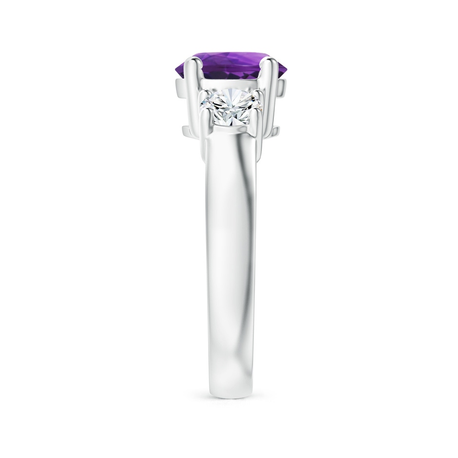 8mm AAAA Classic Amethyst and Diamond Three Stone Engagement Ring in P950 Platinum side-2