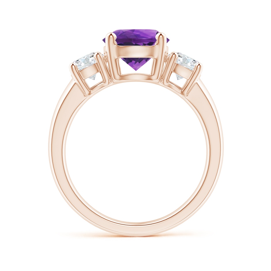 8mm AAAA Classic Amethyst and Diamond Three Stone Engagement Ring in Rose Gold side-1