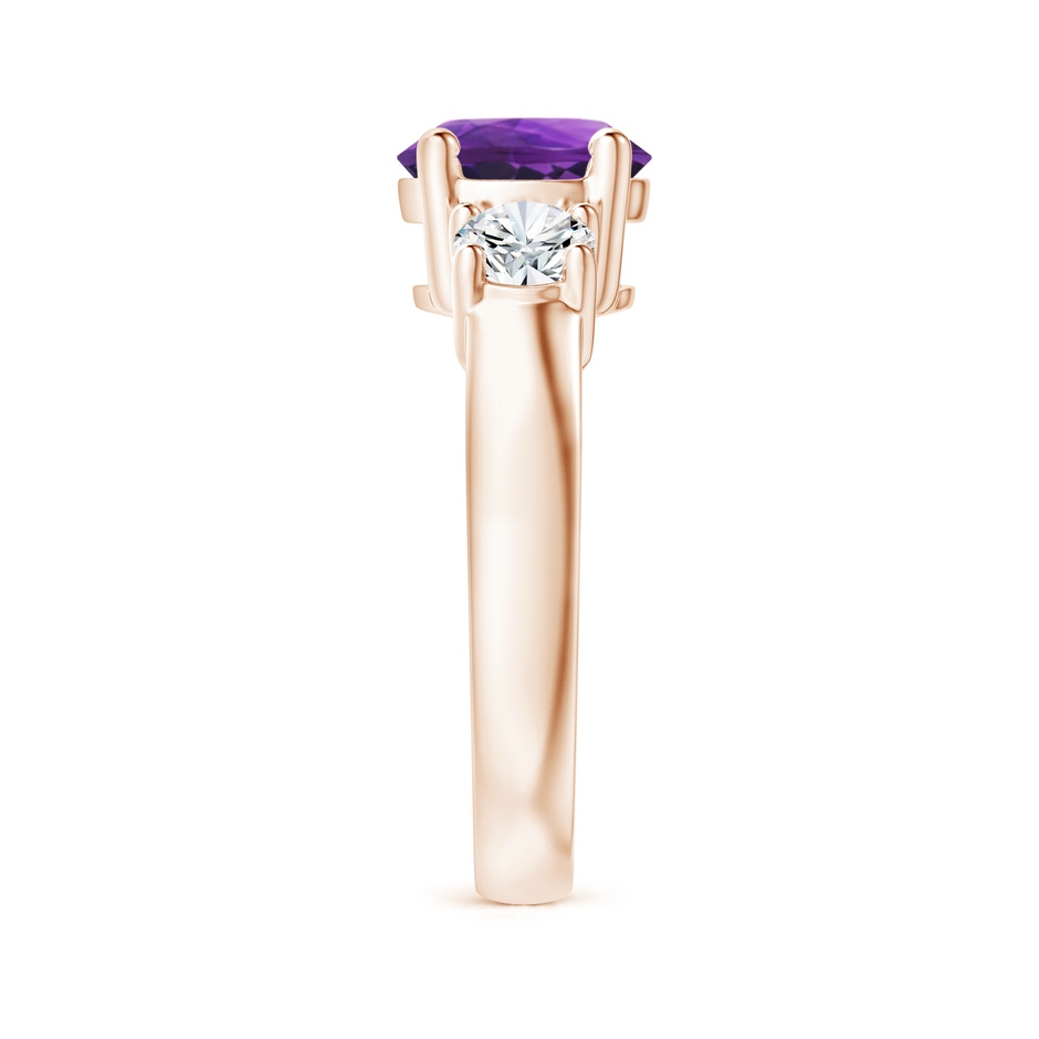 8mm AAAA Classic Amethyst and Diamond Three Stone Engagement Ring in Rose Gold side-2