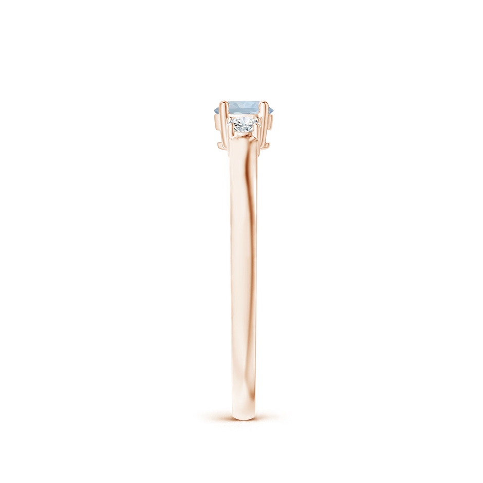 4mm A Classic Aquamarine and Diamond Three Stone Engagement Ring in Rose Gold Side 299