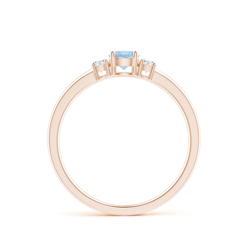 4mm AA Classic Aquamarine and Diamond Three Stone Engagement Ring in Rose Gold Side 199