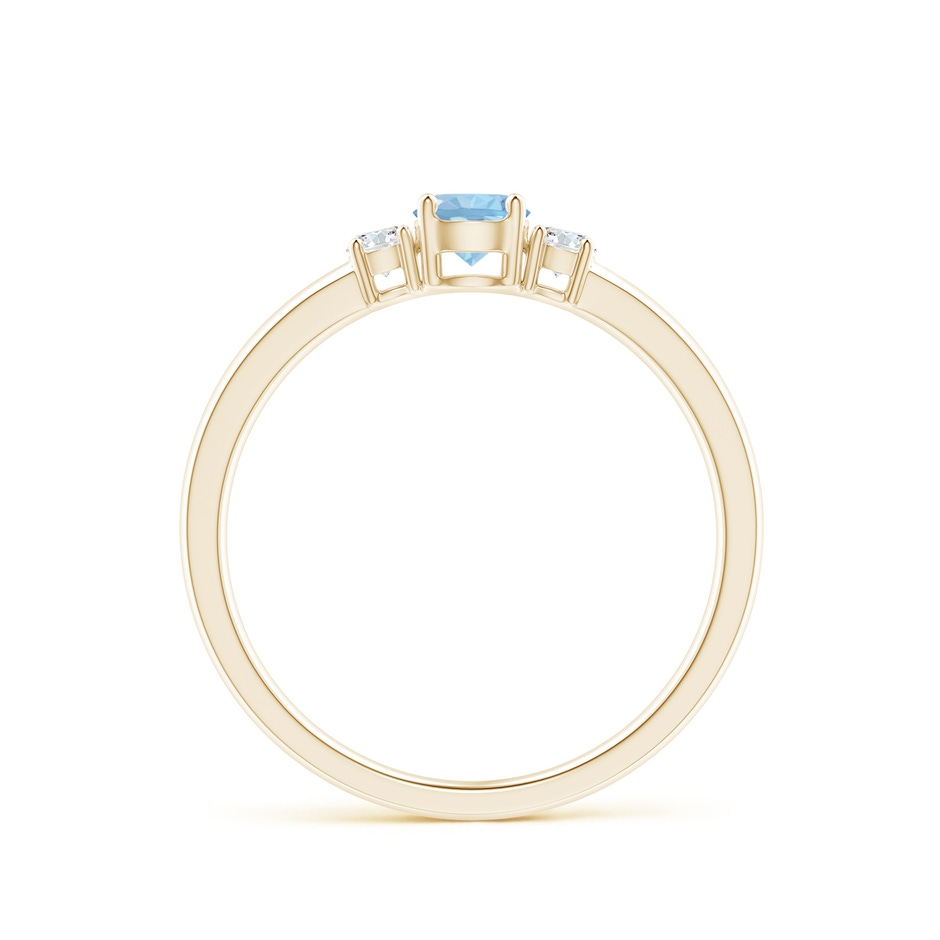 4mm AAA Classic Aquamarine and Diamond Three Stone Engagement Ring in Yellow Gold Side 199