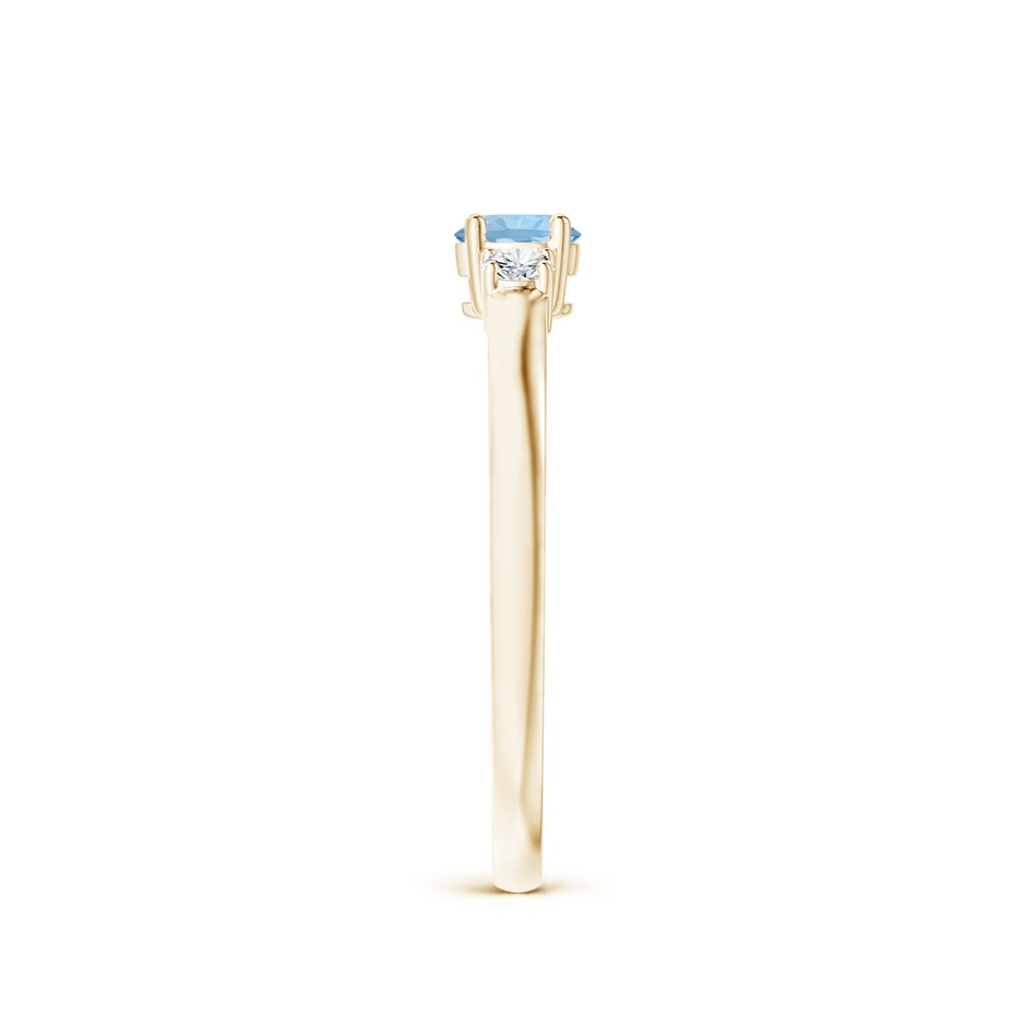 4mm AAA Classic Aquamarine and Diamond Three Stone Engagement Ring in Yellow Gold Side 299
