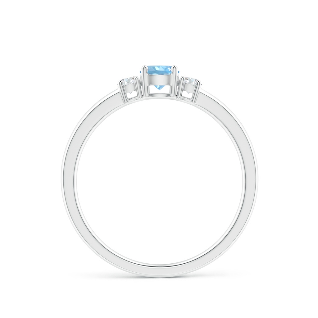 4mm AAAA Classic Aquamarine and Diamond Three Stone Engagement Ring in P950 Platinum Side 199