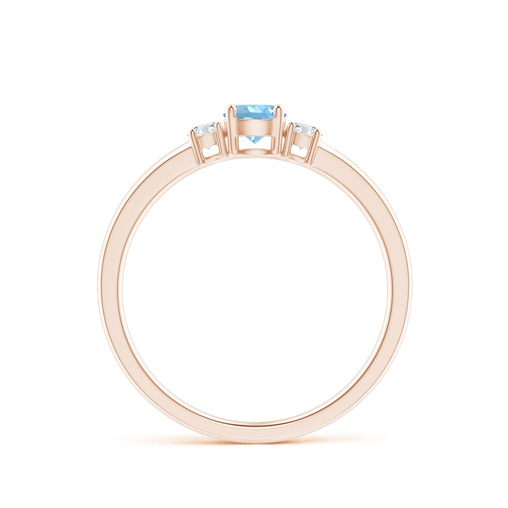 4mm AAAA Classic Aquamarine and Diamond Three Stone Engagement Ring in Rose Gold Side 199