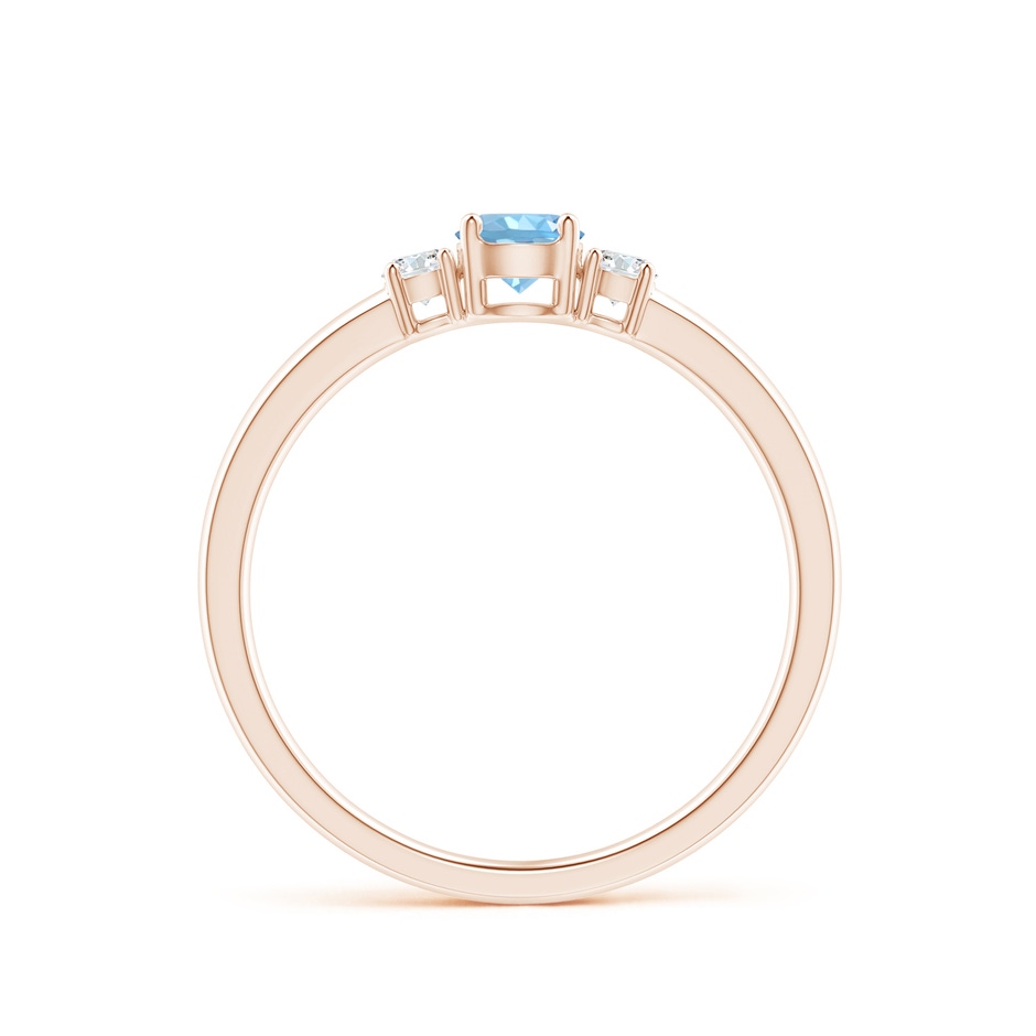 4mm AAAA Classic Aquamarine and Diamond Three Stone Engagement Ring in Rose Gold side 199