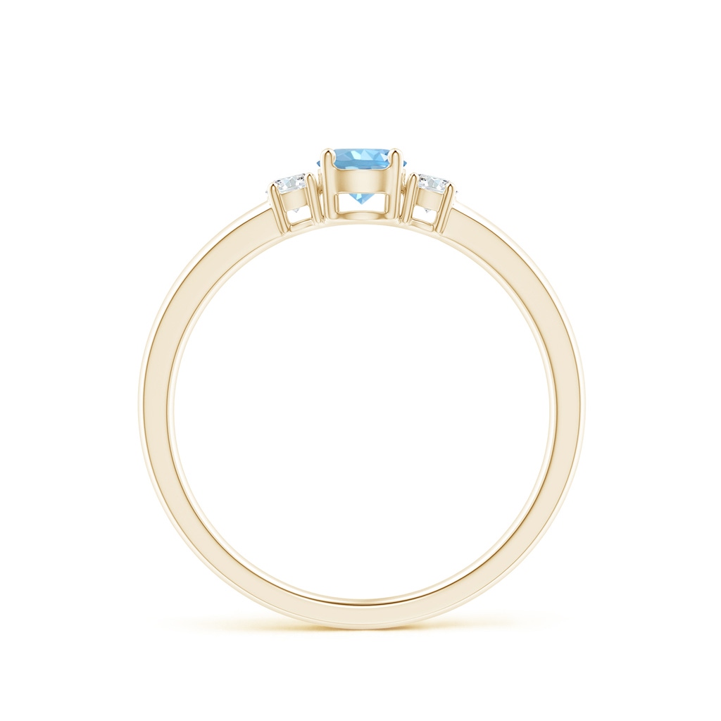 4mm AAAA Classic Aquamarine and Diamond Three Stone Engagement Ring in Yellow Gold Side 199