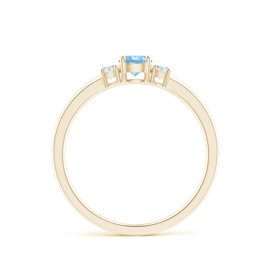 4mm AAAA Classic Aquamarine and Diamond Three Stone Engagement Ring in Yellow Gold side 199