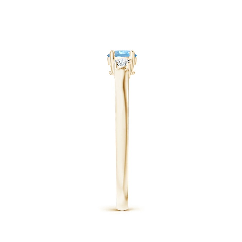 4mm AAAA Classic Aquamarine and Diamond Three Stone Engagement Ring in Yellow Gold side 299