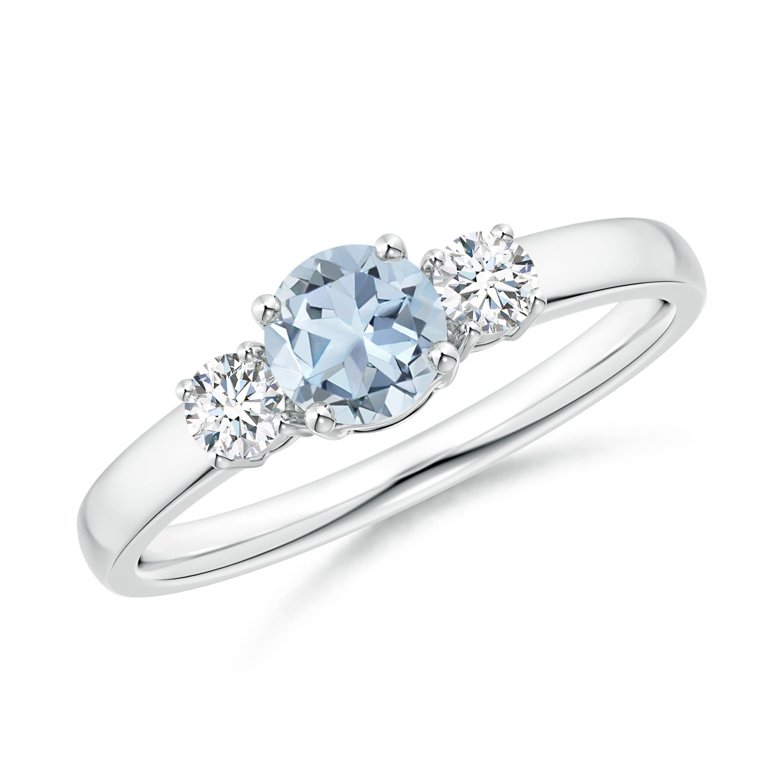 5mm A Classic Aquamarine and Diamond Three Stone Engagement Ring in P950 Platinum