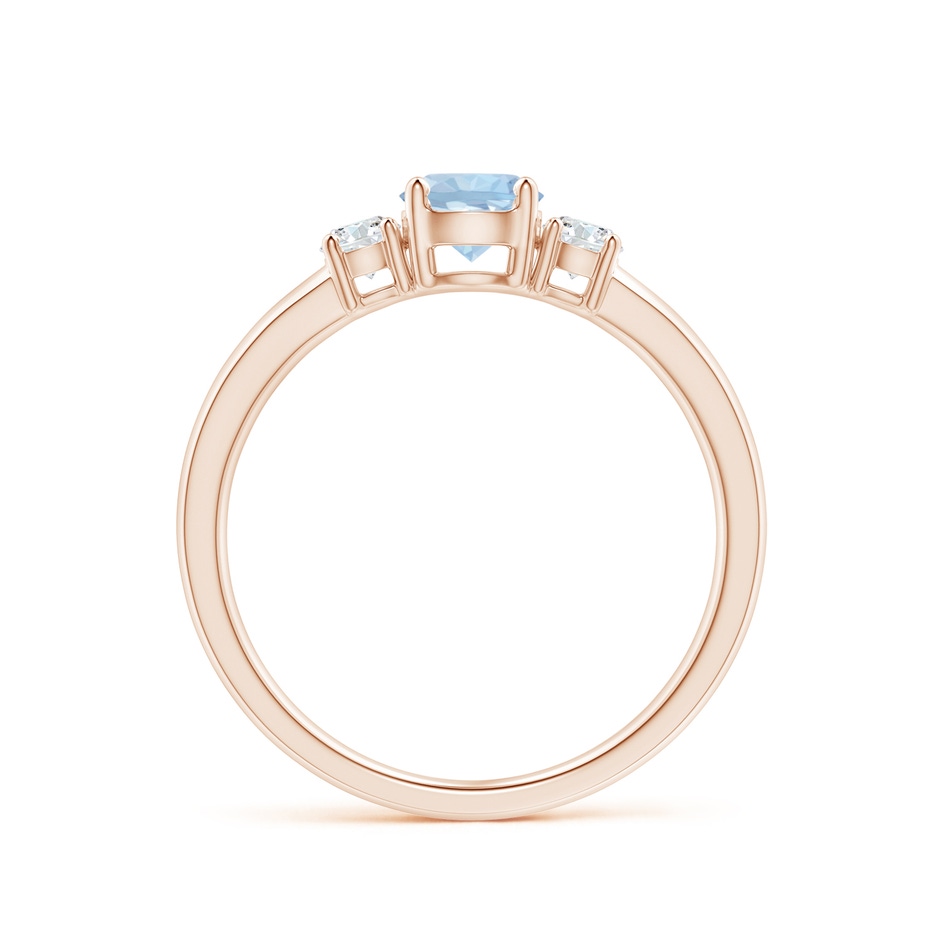 5mm AA Classic Aquamarine and Diamond Three Stone Engagement Ring in Rose Gold Side 199