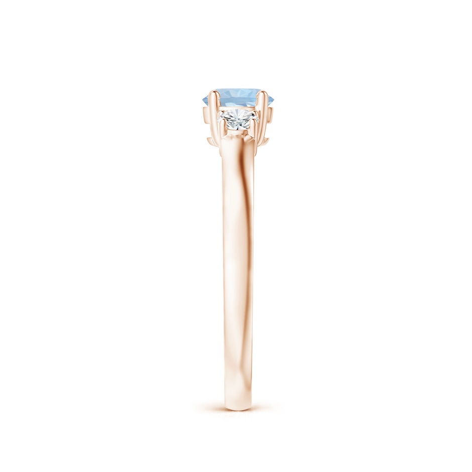 5mm AA Classic Aquamarine and Diamond Three Stone Engagement Ring in Rose Gold Side 299