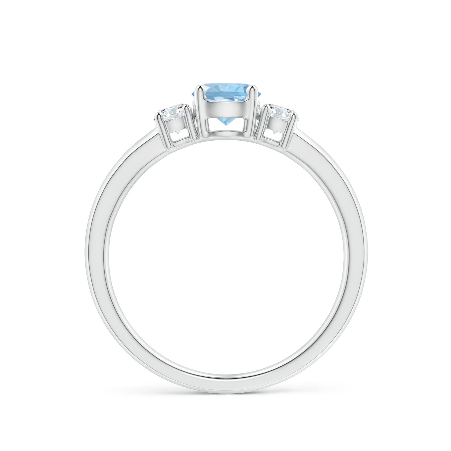 5mm AAA Classic Aquamarine and Diamond Three Stone Engagement Ring in P950 Platinum - side 3