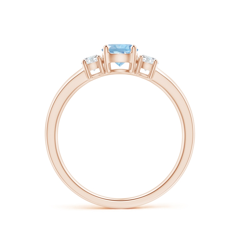 5mm AAA Classic Aquamarine and Diamond Three Stone Engagement Ring in Rose Gold Side 199