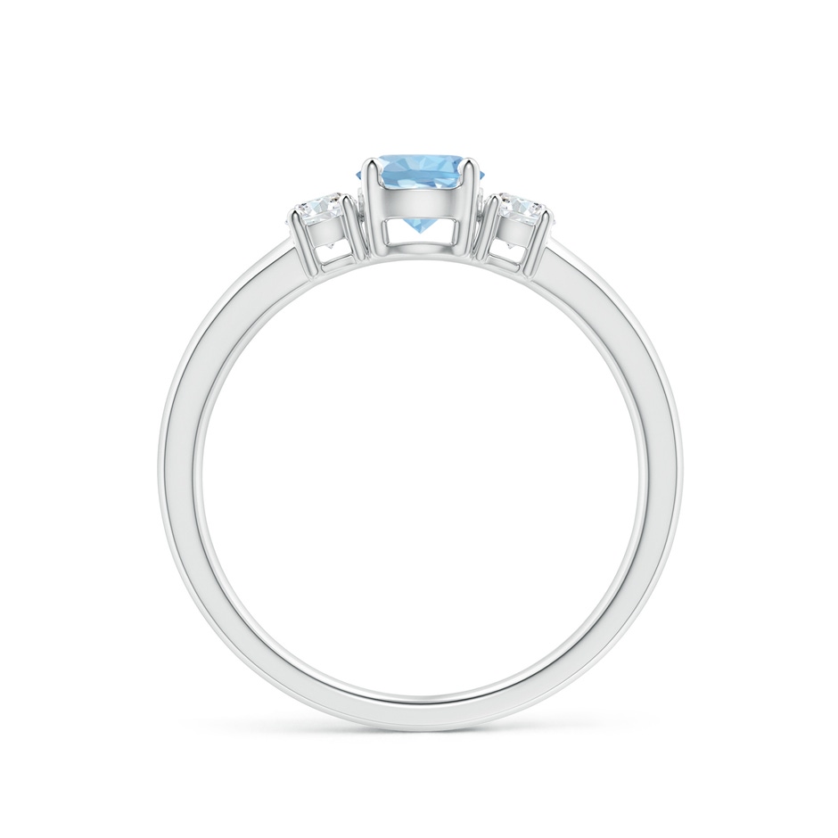 5mm AAA Classic Aquamarine and Diamond Three Stone Engagement Ring in White Gold Side 199