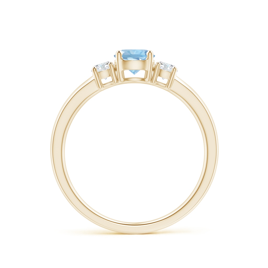 5mm AAA Classic Aquamarine and Diamond Three Stone Engagement Ring in Yellow Gold Side 199