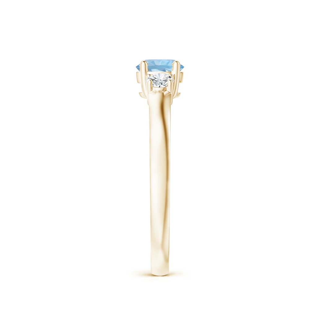 5mm AAA Classic Aquamarine and Diamond Three Stone Engagement Ring in Yellow Gold Side 299