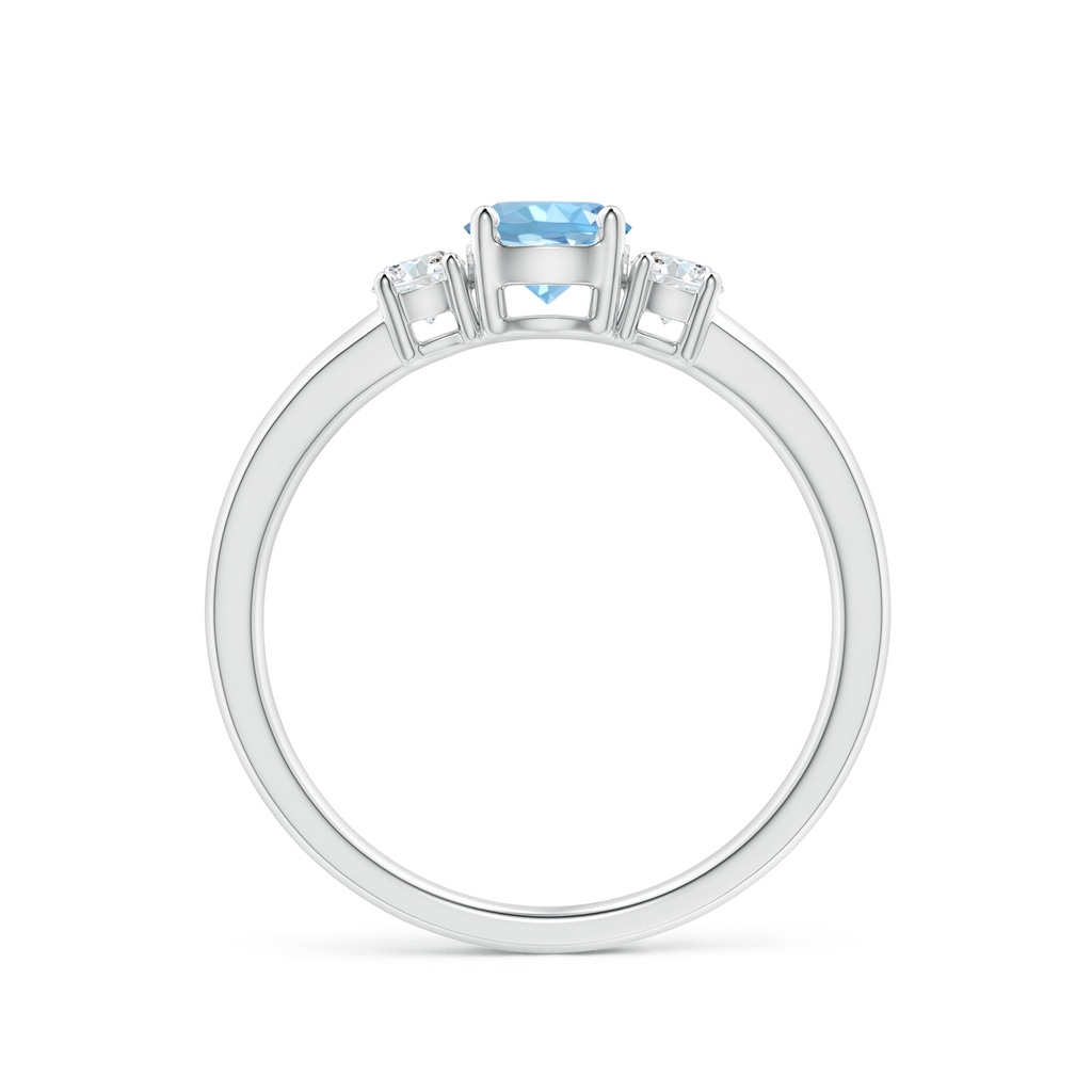 5mm AAAA Classic Aquamarine and Diamond Three Stone Engagement Ring in P950 Platinum Side 199