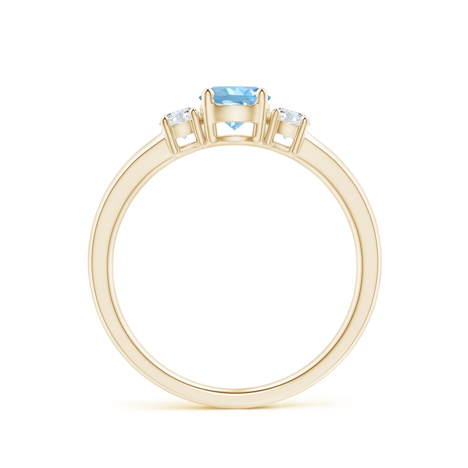 5mm AAAA Classic Aquamarine and Diamond Three Stone Engagement Ring in Yellow Gold Side 199