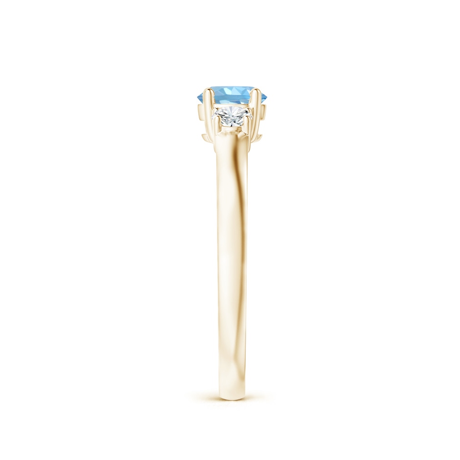 5mm AAAA Classic Aquamarine and Diamond Three Stone Engagement Ring in Yellow Gold Side 299