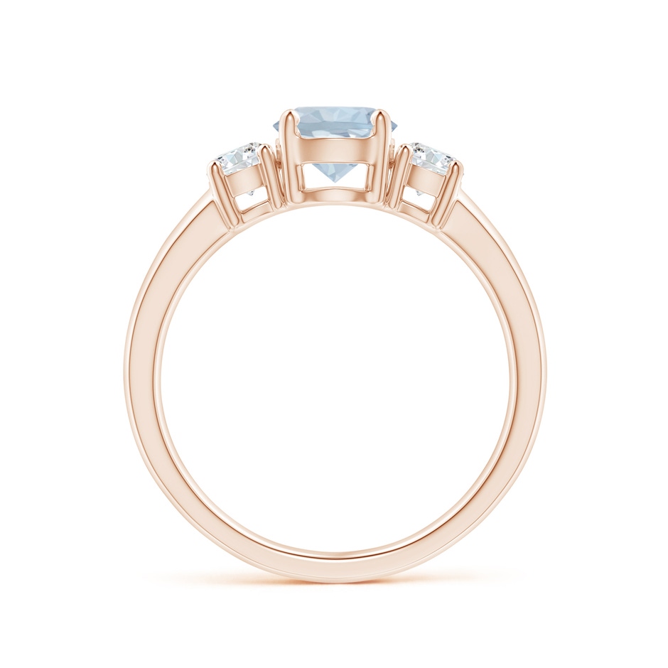 6mm A Classic Aquamarine and Diamond Three Stone Engagement Ring in Rose Gold Side 199