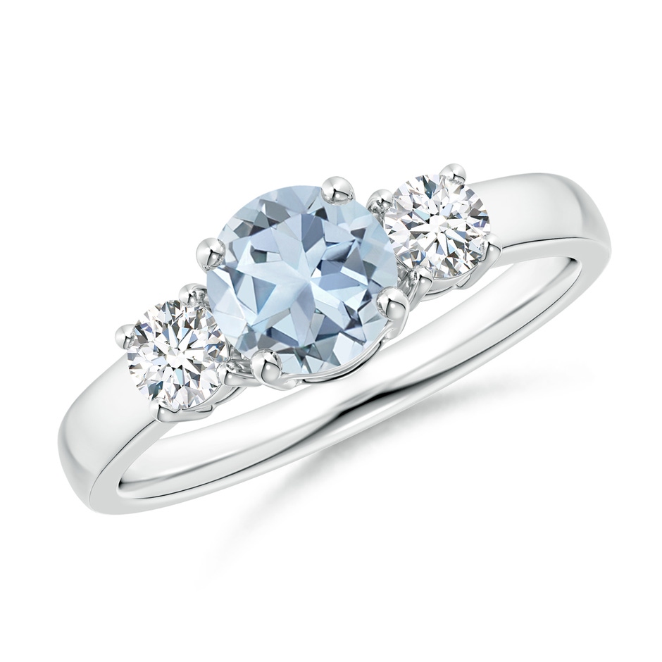 6mm A Classic Aquamarine and Diamond Three Stone Engagement Ring in White Gold 