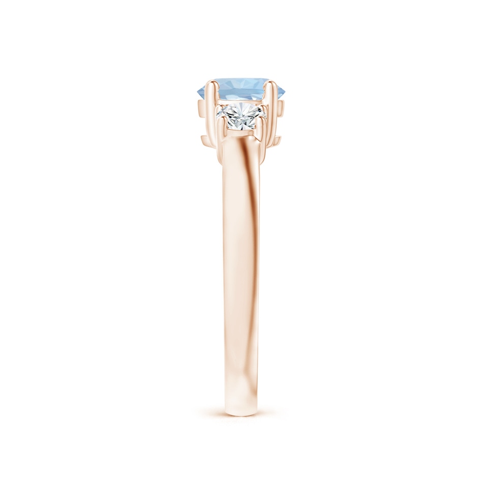 6mm AA Classic Aquamarine and Diamond Three Stone Engagement Ring in Rose Gold Side 299