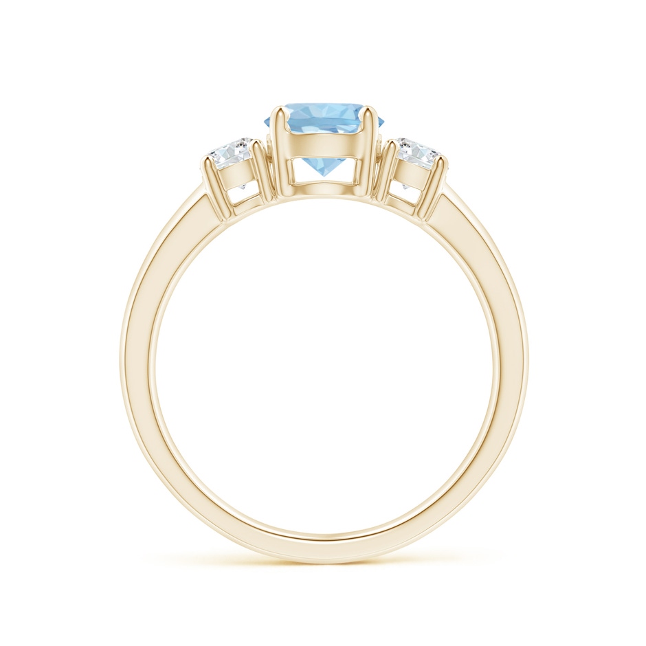 6mm AAA Classic Aquamarine and Diamond Three Stone Engagement Ring in Yellow Gold Side 199